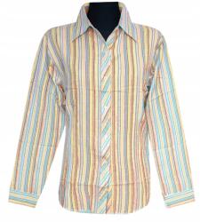  Női Blúz Ing Hosszú Ujjú Bézs Kék Vonalak 2XL MODELL: 120WWW