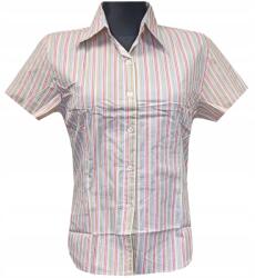  Női Blúz Rövid Ujjú Ing Piros Kék Vonalak XL 42 MODELL127N