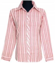  Női Blúz Hosszú Ujjú Ing Fehér Piros Vonalak XL 42 MODELL: 120I