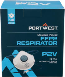 Portwest P211 / Öntött FFP2 légzésvédő szeleppel, 10 db-os csomag - fehér (P211WHR)