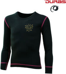 DURAS NIKOL / Lányka meleg téli póló 100% merinógyapjúból, hosszú ujjú - fekete/rózsaszín varrás 110 (170310)