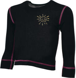 DURAS NATÁLKA / Lányka meleg téli póló 100% merinógyapjúból - fekete/rózsaszín varrás 100 (170312)