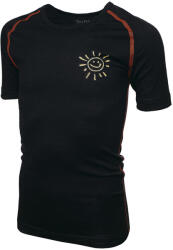 DURAS PÉŤA / 100% merinógyapjúból készült gyermek póló a maximális hőérzetért - fekete/piros varrás 130 (170307)