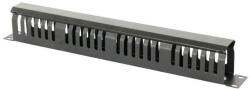 EMTEX Ghidaj orizontal patchcord-uri, metalic, cu capac (organizator cabluri rack), 1U, negru - EMTEX (EMT-CM-063)