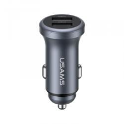 USAMS CC320 2xUSB-A autós töltő 2.4A szürke (CC320) (CC320)