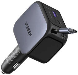 UGREEN EC604 (55910B) Nexode autós töltő, 145W, 3A, 1 x USB-A - 2 x USB-C, USB-C kábellel, fekete - smartdiszkont