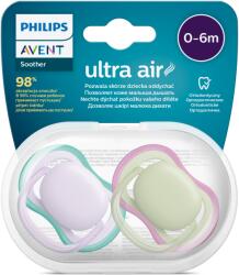 Philips SCF085/24 cumi készlet, 2db, Ultra Air, 0-6 hónap, Fogszabályzó, BPA nélkül, Lila/Zöld (SCF085/24)