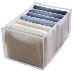 Original Deals textilhálós doboz ruhák és fehérneműk rendezéséhez, 7 rekesszel, hossza 36 cm x szélesség 20 cm x magasság 20 cm, fehér (22AGL0990)
