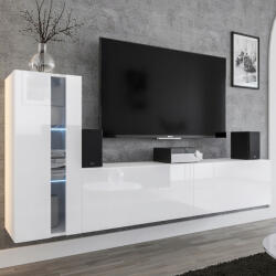 Intenso Concept-11 nappali faliszekrény sor - 200 cm (magasfényű fehér) - pepita