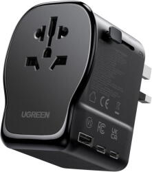UGREEN Incarcator de retea Travel Adapter, GaN 65W, 2x USB-C, 1x USB-A, 3-Pin US/UK/EU/AUS/CN, Negru (S550-55001) - vexio