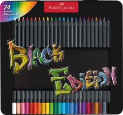 Faber-Castell Színes ceruza készlet, háromszögletű, fémdobozban, FABER-CASTELL Black Edition, 24 különböző szín (116425)