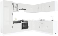 vidaXL 14 részes konyhai szekrény szett Porto fényes fehér műfa (3314993)