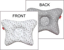 Scamp Laposfejűség elleni babapárna - Fehér-Szürke - Csillagok