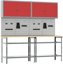 vidaXL Munkapad készlet polcokkal tárolóval 8 pcs Szürke Porszórt acél (3321501)