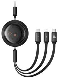 Baseus Free2Draw Adatkábel 3In1 Usb - Lightning/Microusb/Type-C, Csévélhető, Fekete