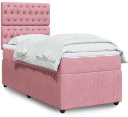 vidaXL rózsaszín bársony rugós ágy matraccal 90 x 200 cm (3292249)