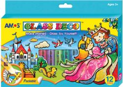 AMOS Üvegfesték készlet AMOS Tartalom: 10x10, 5 ml üvegfóliafesték, 2x10, 5 ml kontúr (arany és fekete), 8 db minta, 3 db fólia