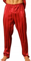  Hűvös Szatén Pizsama Nadrág Elegáns Alvó Nadrág Szatén XL (satynowe długie spodnie od piżamy w pasy RED)