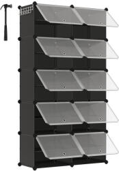 SONGMICS 10 szintes cipőtároló szekrény átlátszó ajtókkal fekete (EUZ-LPC035BZ02) - prodis