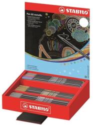 STABILO Filctoll STABILO Pen 68 metallic 60db-os asztali display fekete teszttömbbel (68/60-8-4) - nyomtassingyen