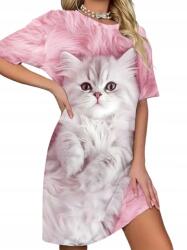  Rózsaszín Macska Ing Hatalmas Fehér Macska Rózsaszín Szőrme Nagy Méret XXL (koszula 0394-11-PLUS SIZE)