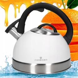 Zwieger Hagyományos Acél Vízforraló Zwieger 2, 5 L Fehér Rocca Indukciós Síppal (5905794971039)
