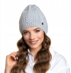 Pawonex Fibi női sapka Világos szürke - meleg merinó gyapjú, copf (2520)