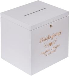 Bartu Fából készült Doboz borítékoknak, Fehér, esküvőre, Gravírozott! (SK10)