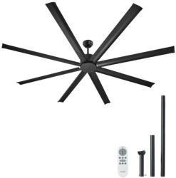 VEVOR Alumínium mennyezeti ventilátor 213 cm világítás nélkül távirányító DC motor fekete (WDDS84INCHLY0NT43V7)