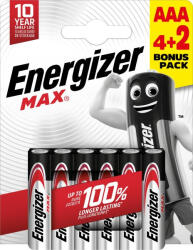 Energizer Max Alkáli Mikro Elem AAA B4+2 / 6db EMAAAB4+2N 7638900438192 (EMAAAB4+2N)