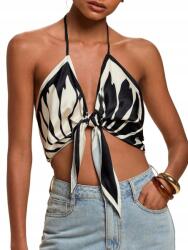 Shein Nyomott Mintás Felső, Nyakban Megkötős