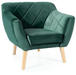 SIGNAL MEBLE Karo 1 bársony bükk fotel, X78, bükkfa, zöld