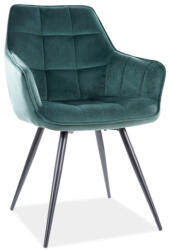 SIGNAL MEBLE Lilia bársony szék, X59, fekete, zöld