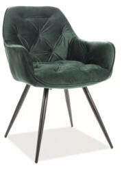 SIGNAL MEBLE Cherry bársony szék, X57, fekete, zöld