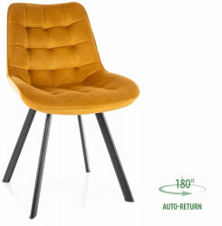 SIGNAL MEBLE Monti bársonyszék, matt fekete, curry