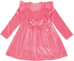 BREEZE Rózsaszín Velúr fodros masnis ruha 98 J80G (BREEZE00547)