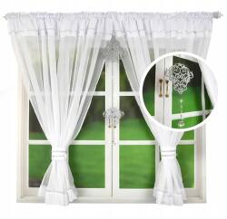  Függöny fátyol, strasszok, áttört, 160x400 fehér (L 479)