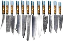 HARAHU MO-39204 Damaszk konyhakés készlet - 12db/Kék KP39204