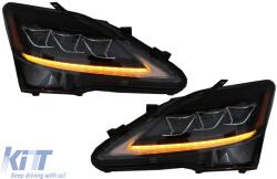 KITT Teljes LED Nappali Menetfényes (DRL) Fényszórók, Dinamikus Irányjelyzőkkel LEXUS IS XE20 (2006-2013) Black Edition Kompatibilis: Lexus IS XE20 Facelift előtti (2006-2013) halogén fényszórókkal (HLLXIS