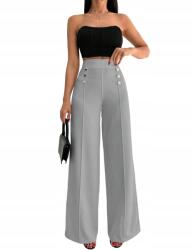 Shein S Elegáns Széles Nadrág Dekoratív Gombokkal