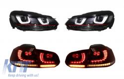 KITT Első és hátsó lámpák teljes LED VW Golf 6 VI (2008-2013) R20 U Design, dinamikus irányjelyzővel (Balkormányos) Kompatibilis: Volkswagen Golf VI 6 Hatchback(háromajtós) (2008-2013) Nem kompatib (COHLVW