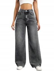 Shein Szürke Cipzáras Farmer Nadrág Laza Női L 1DG