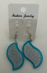  Retro Shine fülbevaló - türkiz és ezüst csillámos (retrofuli2)