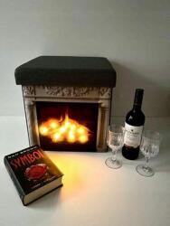 Clever Puff/ tároló „Kandalló villogó LED-ekkel, Romantikus hangulat, Tűz (419986004)