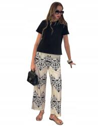 Shein M Bézs Nyomott Mintás 7/8-OS Nadrág