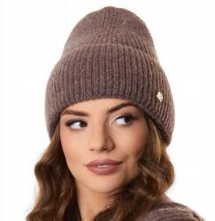 Pawonex Selina barna női sapka - bordázott szövésű és kihajtható sapka (2417)