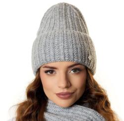 Pawonex Vienna női sapka Világos szürke - elegancia csíkokkal és kihajtható (2412)