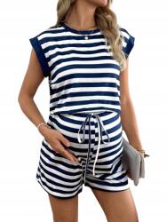 Shein M-es Rövid Csíkos Kismama Overál