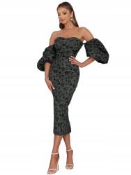 Shein Fekete Ruha MIDI Spanyol Nyakkivágással XL 1KJ