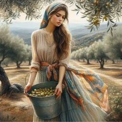 NORIMPEX - Puzzle Tablou Diamant: Fata cu recolta 30x40cm - 1 - 39 piese
